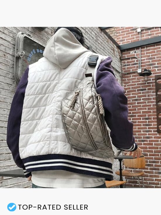 Metallic Quilted Chest Fanny Pack Crossbody Bag Sling Backpack Unisex main image 4